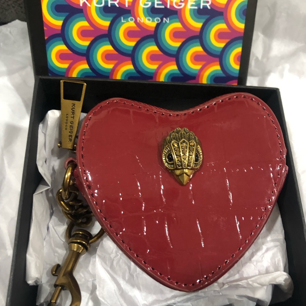 NWOT Kurt Geiger Red Patent Leather Heart ♥️ coin pouch